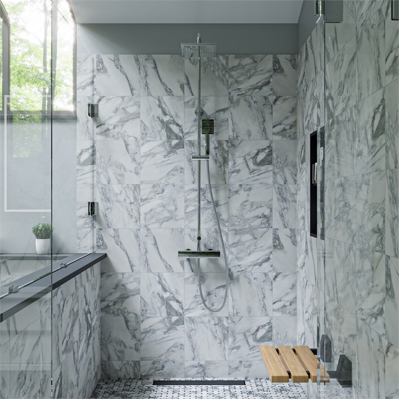 ALFI brand AB2862-PC Chrome Square Style Thermostatic Exposed Shower Set