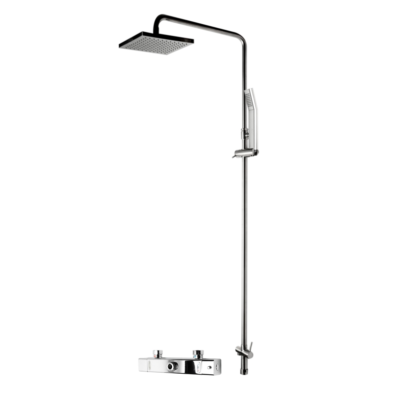 ALFI brand AB2862-PC Chrome Square Style Thermostatic Exposed Shower Set