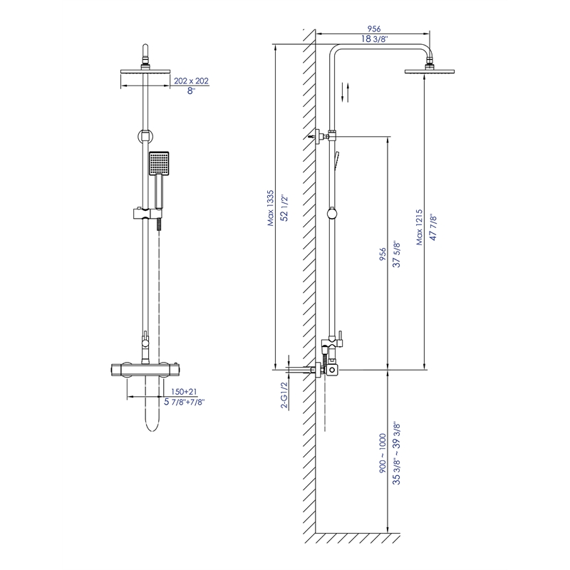 ALFI brand AB2862-PC Chrome Square Style Thermostatic Exposed Shower Set