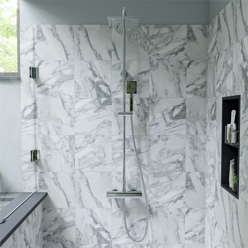 ALFI brand AB2862-PC Chrome Square Style Thermostatic Exposed Shower Set