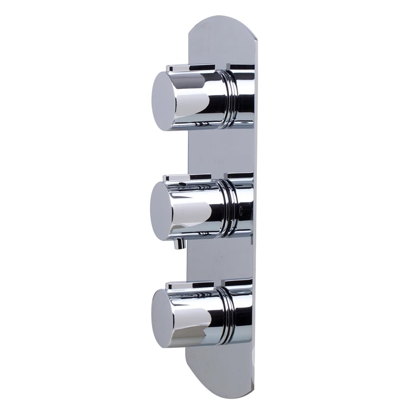 ALFI brand AB4001-PC Chrome 3-Way Thermostatic Valve Shower Mixer Round Knobs