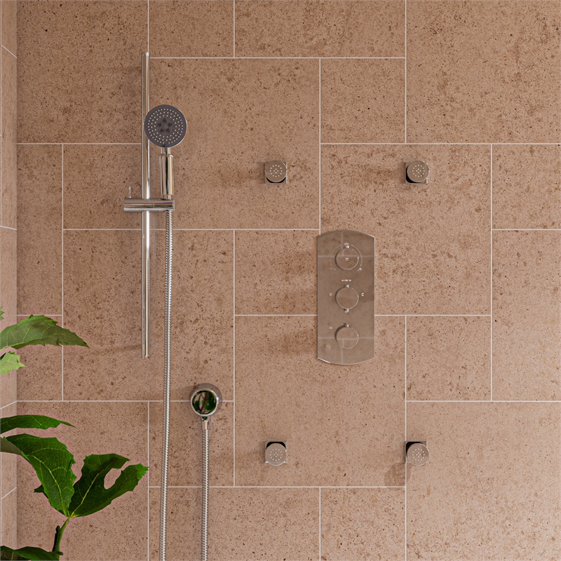 ALFI brand AB4001-PC Chrome 3-Way Thermostatic Valve Shower Mixer Round Knobs