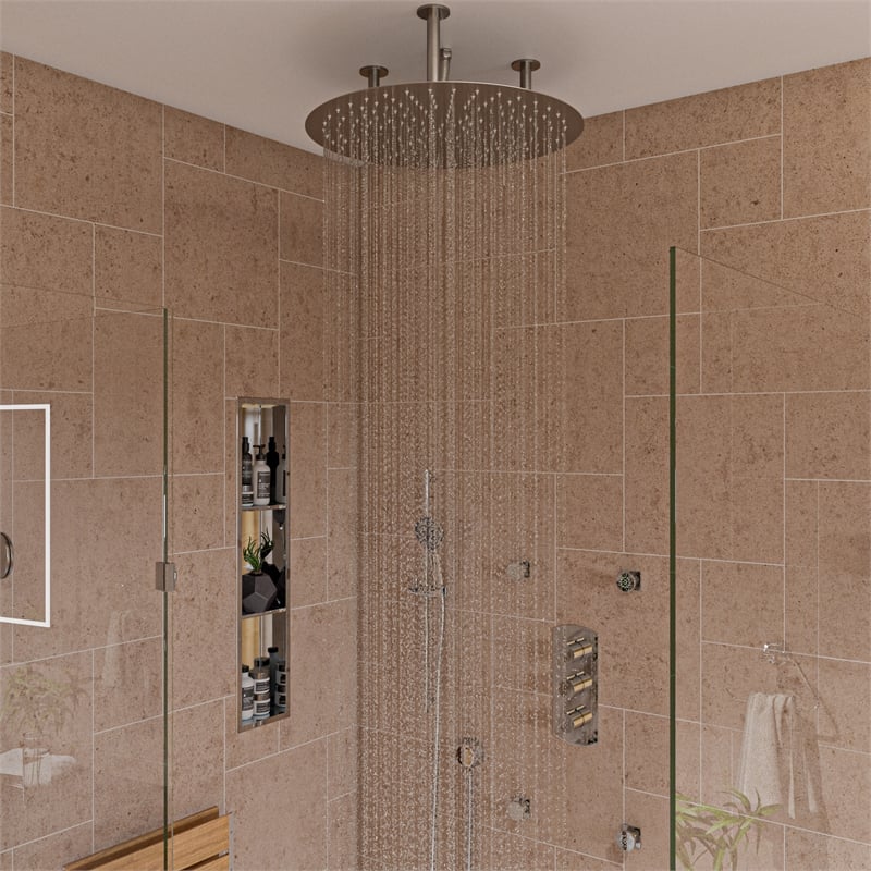 ALFI brand AB4001-PC Chrome 3-Way Thermostatic Valve Shower Mixer Round Knobs