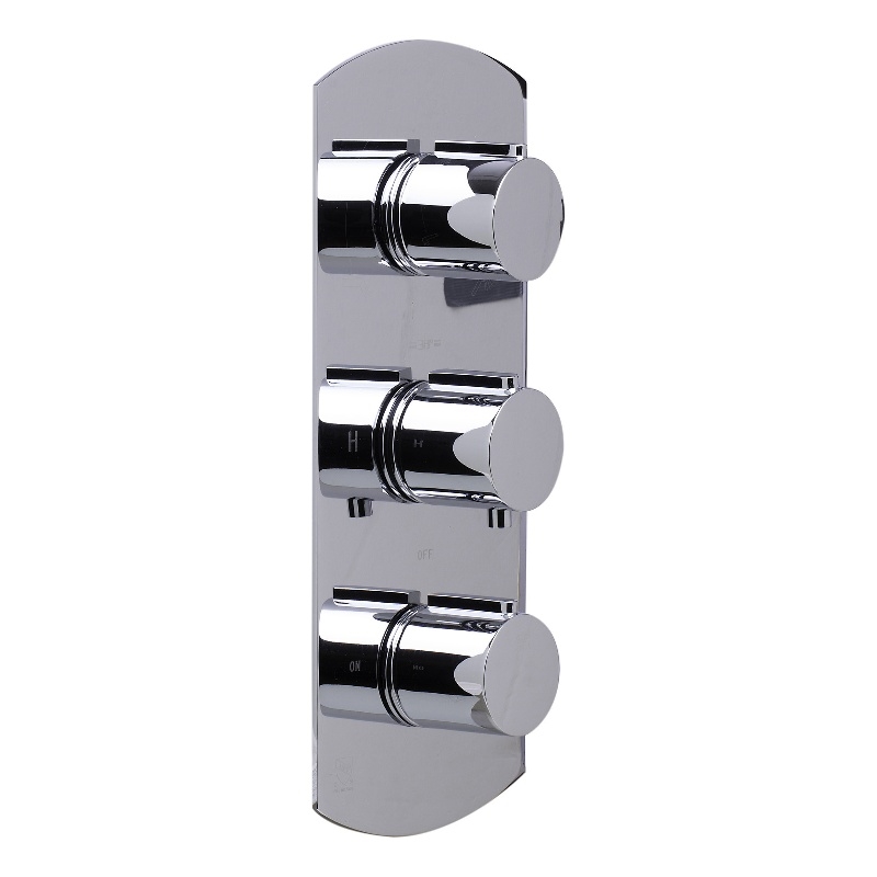 ALFI brand AB4001-PC Chrome 3-Way Thermostatic Valve Shower Mixer Round Knobs