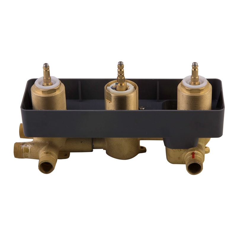 ALFI brand AB4101-BN Nickel 4-Way Thermostatic Valve Shower Mixer /w Round Knobs