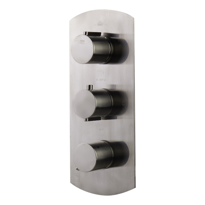 ALFI brand AB4101-BN Nickel 4-Way Thermostatic Valve Shower Mixer /w Round Knobs