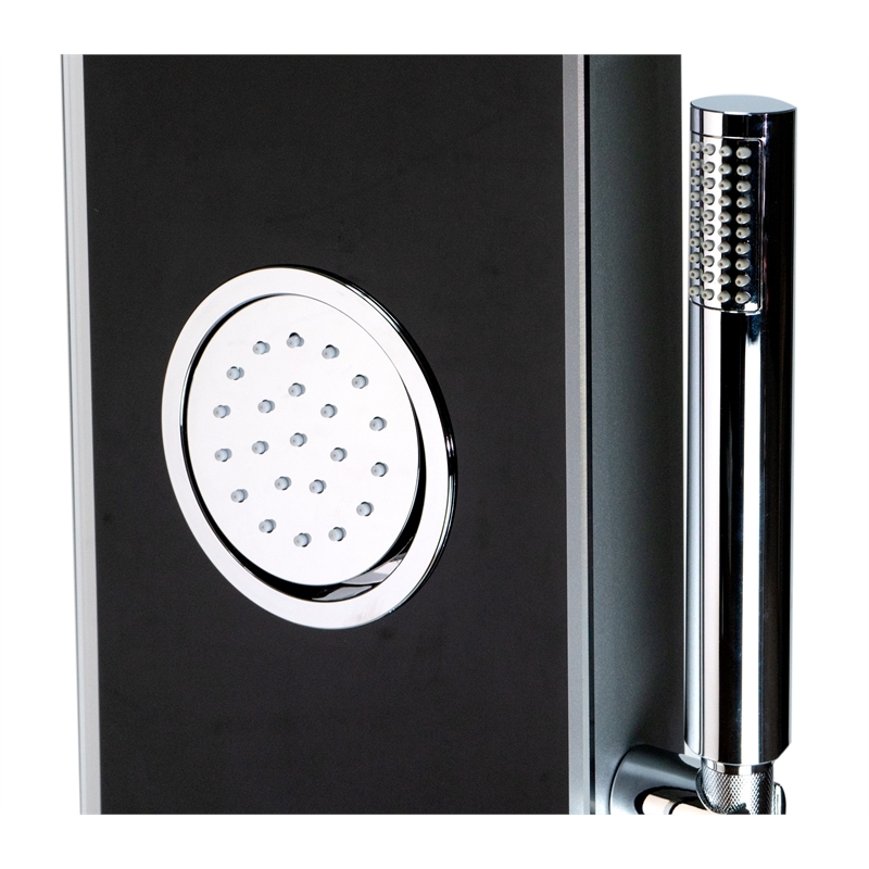 ALFI brand ABSP55B Black Shower Panel with 2 Body Sprays and Rain Shower Head
