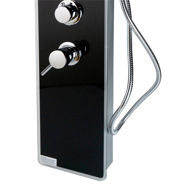 ALFI brand ABSP55B Black Shower Panel with 2 Body Sprays and Rain Shower Head