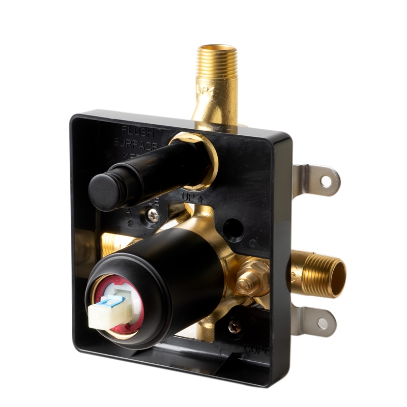 ALFI brand AB3101-BM Black Shower Valve with Rounded Lever Handle and Diverter