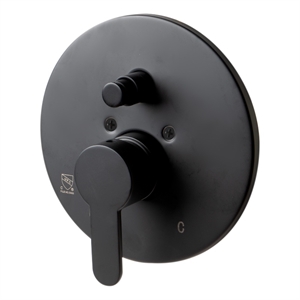 ALFI brand AB3101-BM Black Shower Valve with Rounded Lever Handle and Diverter
