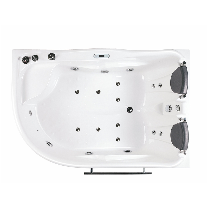 EAGO AM124ETL-L 6 ft Right Drain Corner Acrylic White Whirlpool Bathtub for Two