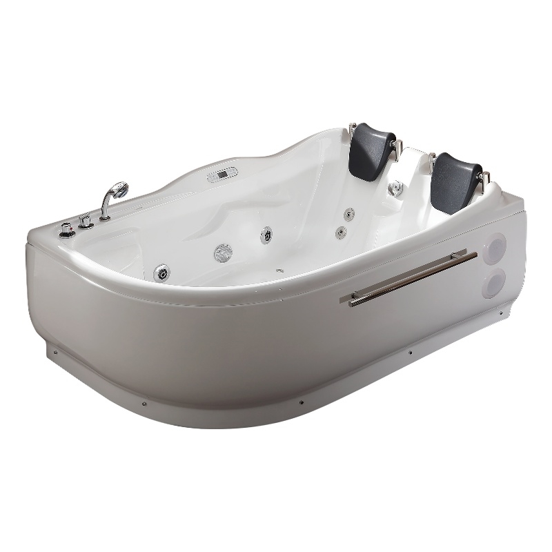 EAGO AM124ETL-L 6 ft Right Drain Corner Acrylic White Whirlpool Bathtub for Two