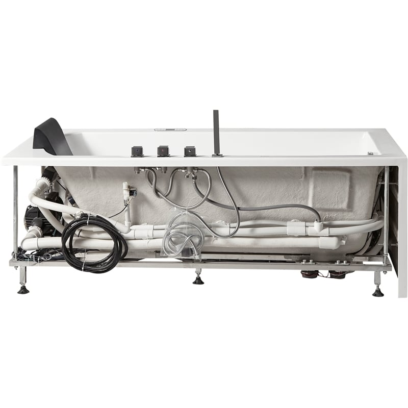 EAGO AM154ETL-L6 6 ft Acrylic White Rectangular Whirlpool Bathtub w Fixtures