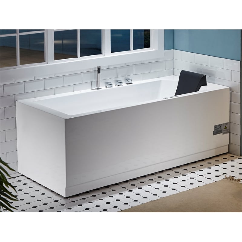 EAGO AM154ETL-L6 6 ft Acrylic White Rectangular Whirlpool Bathtub w Fixtures