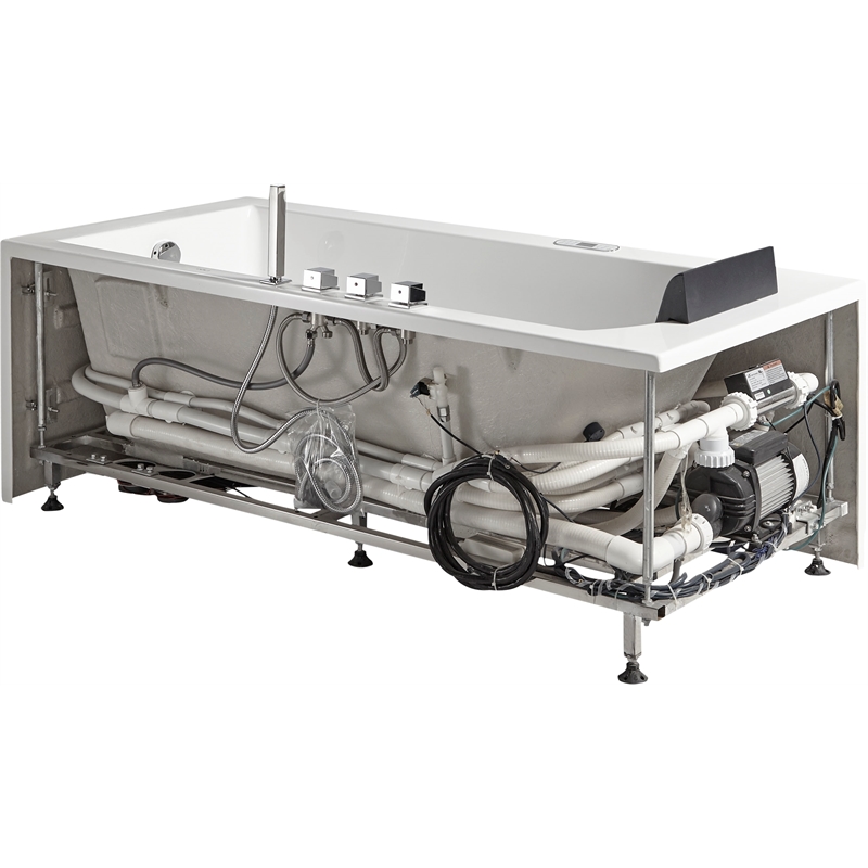 EAGO AM154ETL-R6 6 ft Acrylic White Rectangular Whirlpool Bathtub w Fixtures