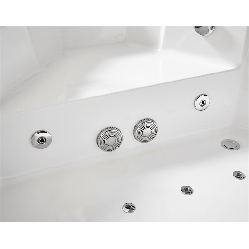 EAGO AM156ETL 5 ft Clear Corner White Acrylic Whirlpool Bathtub for Two