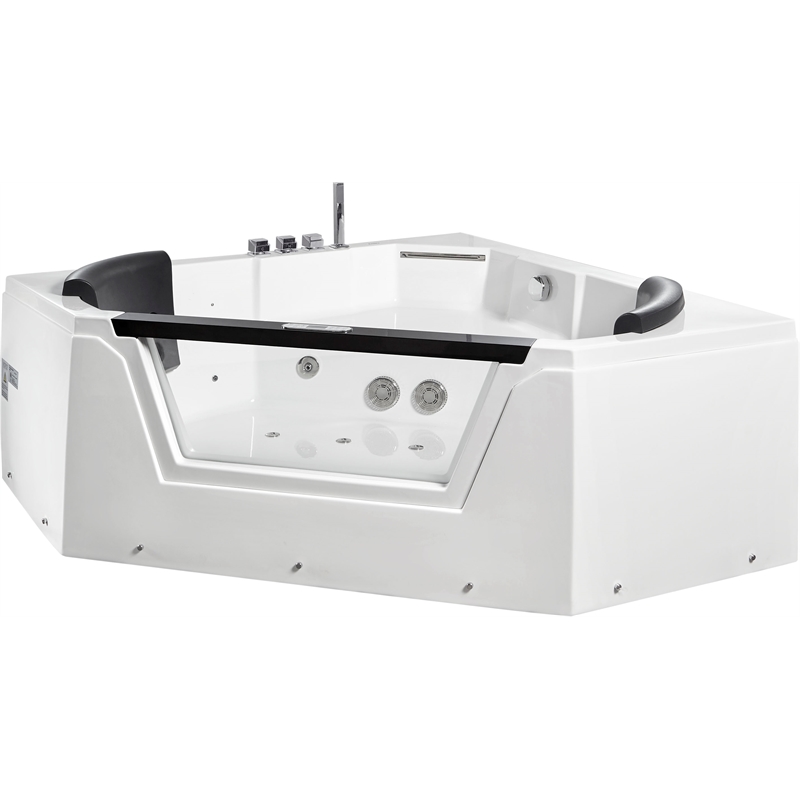 EAGO AM156ETL 5 ft Clear Corner White Acrylic Whirlpool Bathtub for Two
