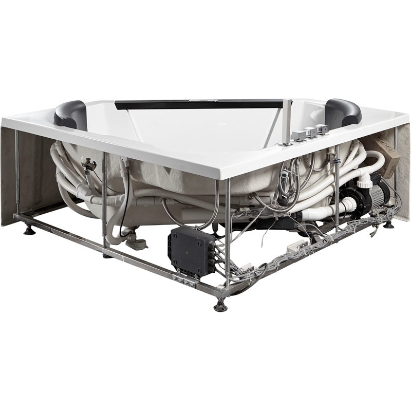 EAGO AM156ETL 5 ft Clear Corner White Acrylic Whirlpool Bathtub for Two