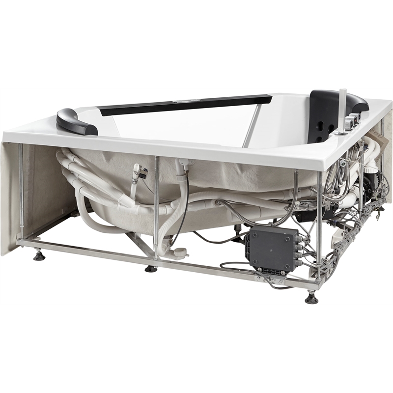 EAGO AM156ETL 5 ft Clear Corner White Acrylic Whirlpool Bathtub for Two