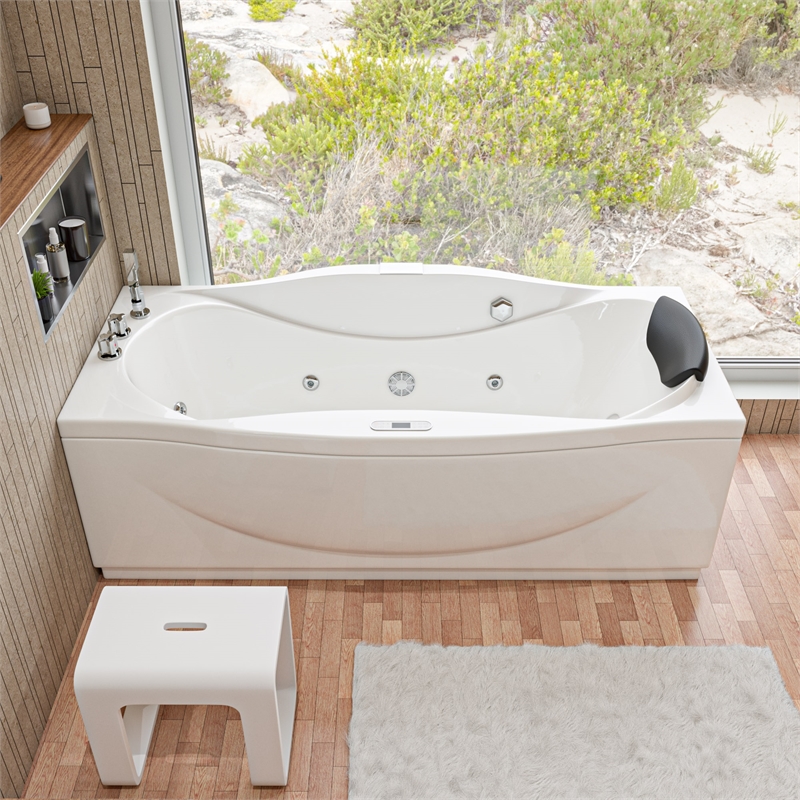 EAGO AM189ETL-L 6 ft Right Drain White Acrylic Whirlpool Bathtub w Fixtures