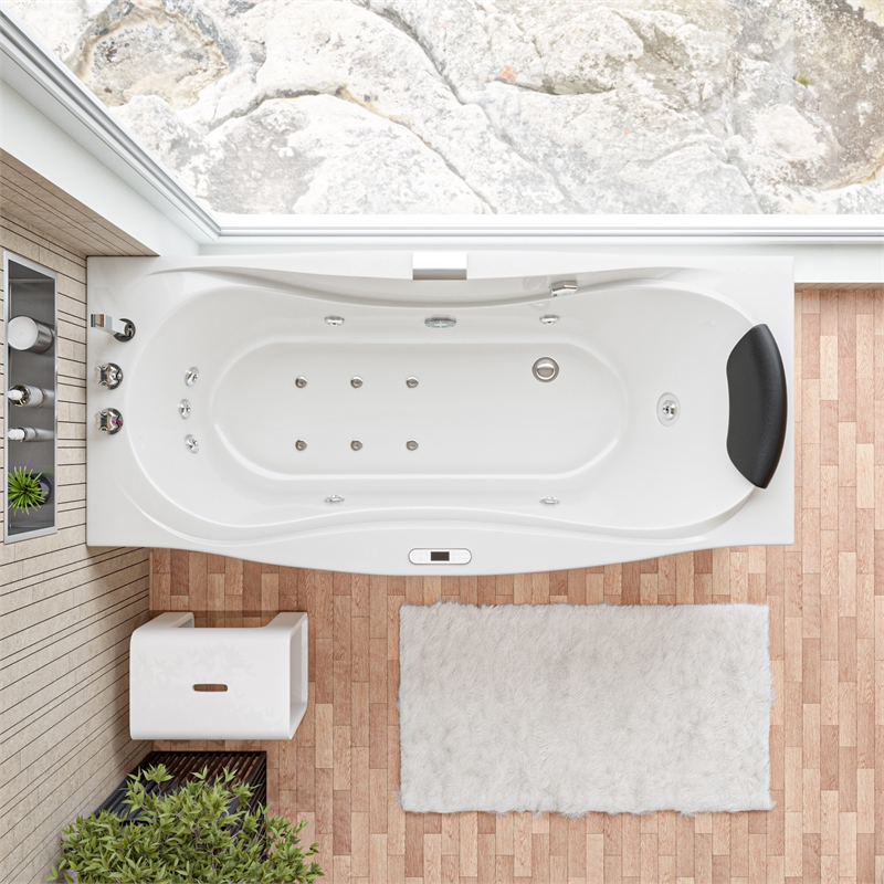 EAGO AM189ETL-L 6 ft Right Drain White Acrylic Whirlpool Bathtub w Fixtures