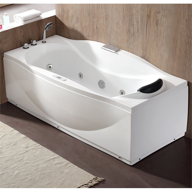 EAGO AM189ETL-L 6 ft Right Drain White Acrylic Whirlpool Bathtub w Fixtures