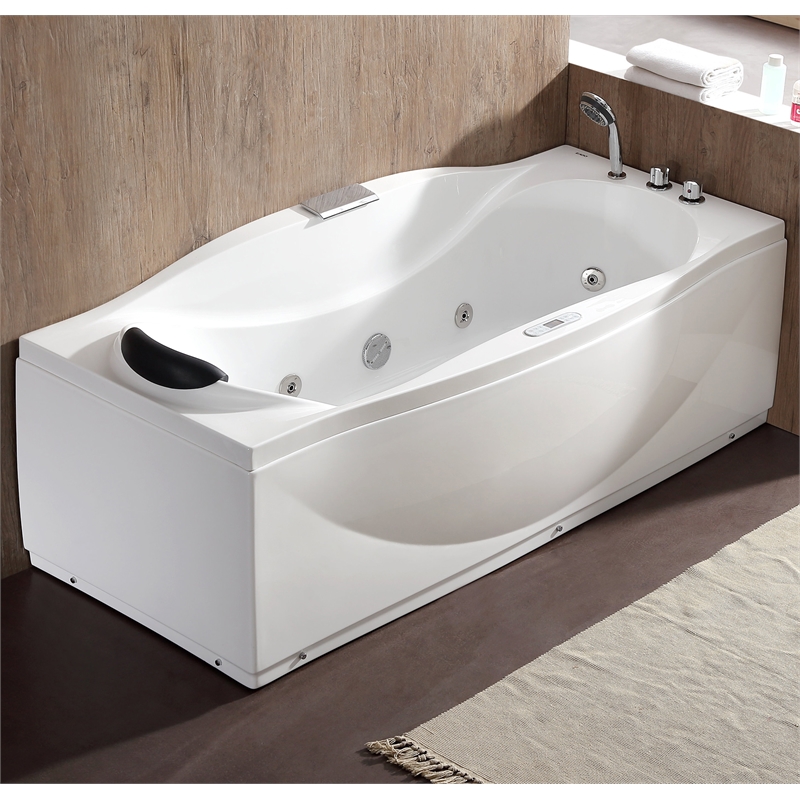 EAGO AM189ETL-R 6 ft Left Drain White Acrylic Whirlpool Bathtub w Fixtures