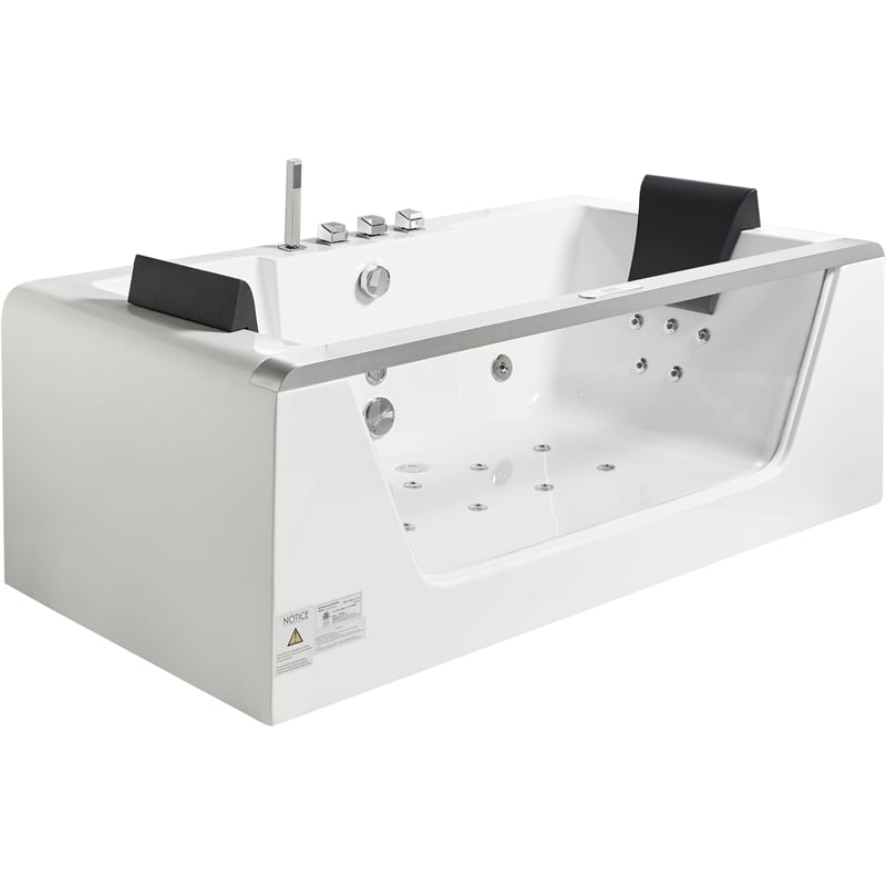 EAGO AM196ETL 6 ft Clear Rectangular White Acrylic Whirlpool Bathtub for Two