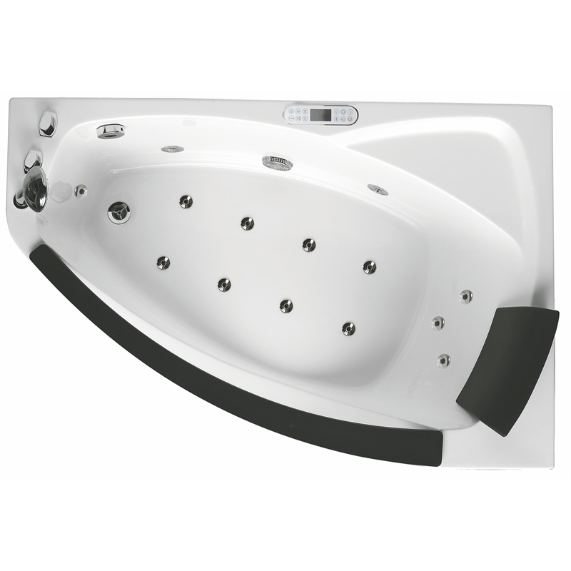 EAGO AM198ETL-L 5 ft Clear Rounded Left Corner White Acrylic Whirlpool Bathtub