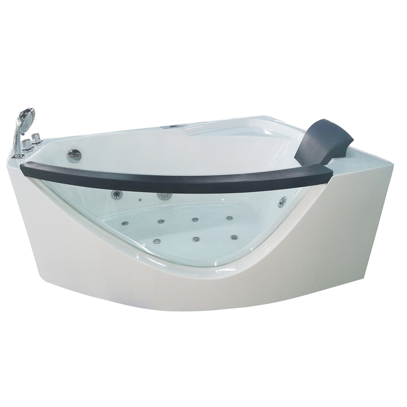 EAGO AM198ETL-L 5 ft Clear Rounded Left Corner White Acrylic Whirlpool Bathtub