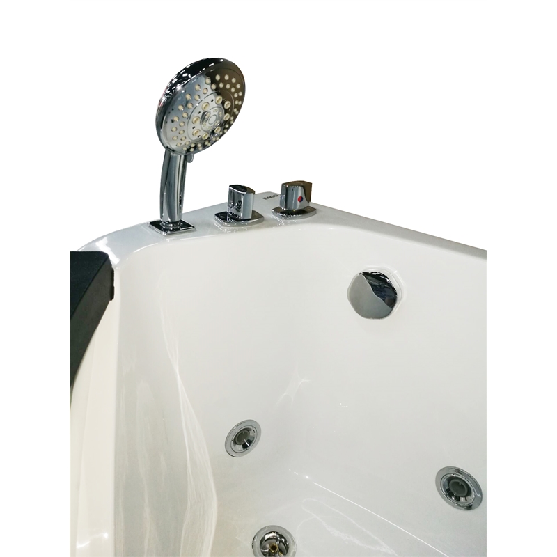EAGO AM198ETL-L 5 ft Clear Rounded Left Corner White Acrylic Whirlpool Bathtub