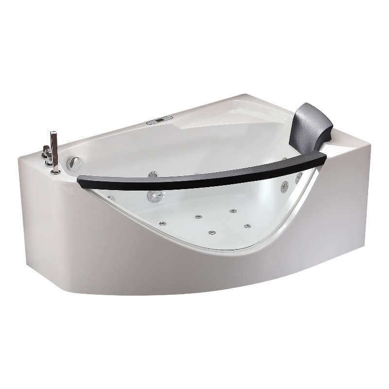 EAGO AM198ETL-L 5 ft Clear Rounded Left Corner White Acrylic Whirlpool Bathtub
