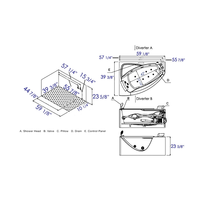 EAGO AM198ETL-R 5 ft Clear Rounded Right Corner White Acrylic Whirlpool Bathtub
