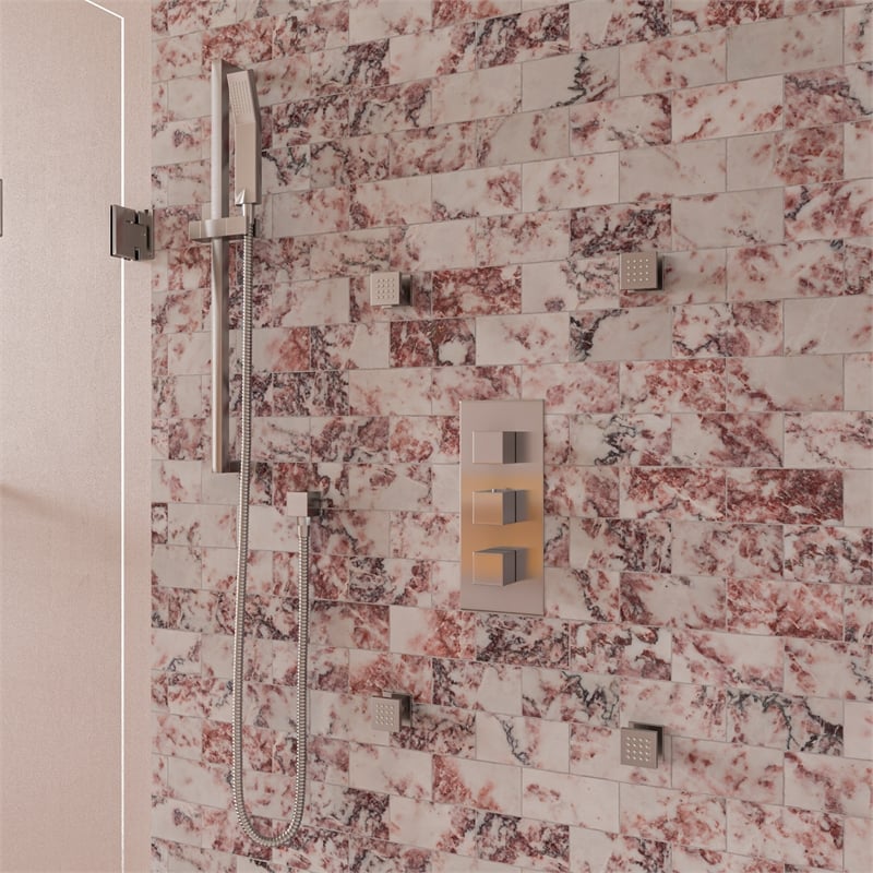 ALFI brand AB2901-BN 4-Way Thermostatic Valve Shower Mixer /w Square Knobs