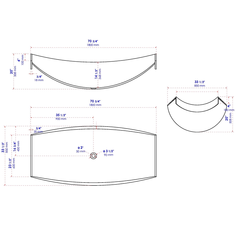 ALFI brand HammockTub2-BM Black Matte 71