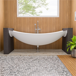 ALFI brand HammockTub2-WM White Matte 71&quot Solid Surface Resin Suspended Wall Mounted Hammock Bathtub