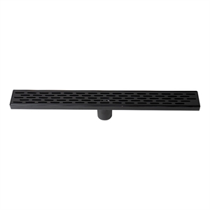ALFI brand ABLD24C-BM 24&quot Black Matte Stainless Steel Linear Shower Drain with Groove Holes