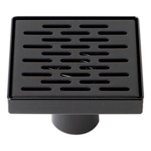 ALFI brand ABSD55C-BM 5&quot x 5&quot Black Matte Square Stainless Steel Shower Drain with Groove Holes