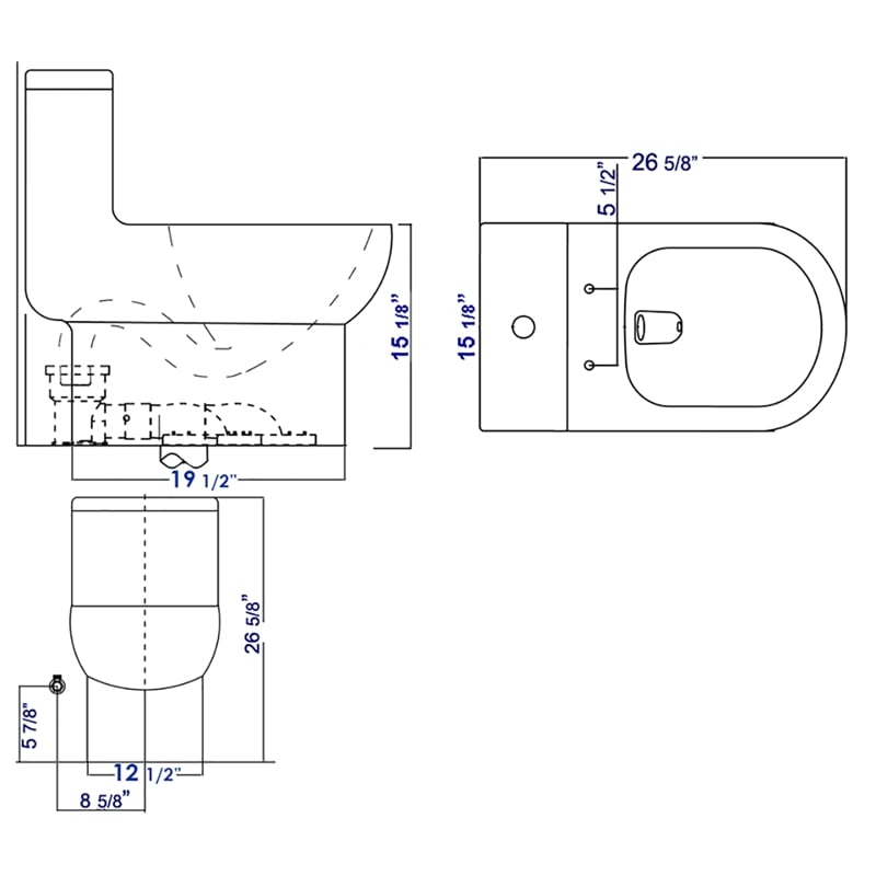 EAGO TB351 White Ceramic Dual Flush One Piece High Efficiency Ceramic Toilet