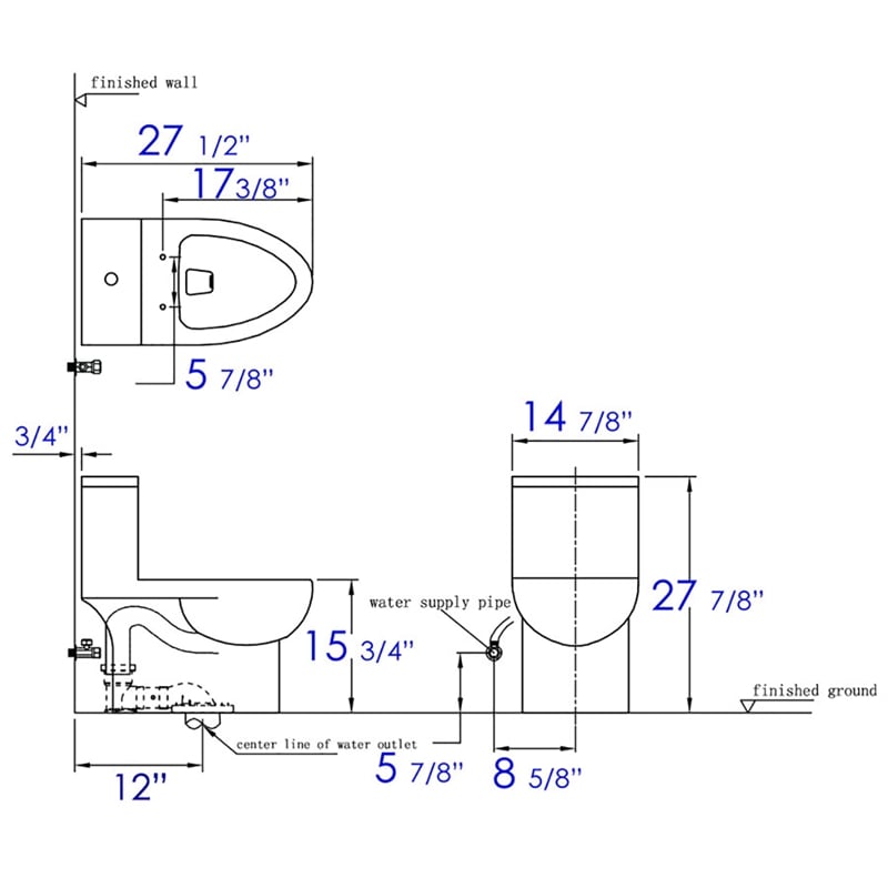 EAGO TB359 White Ceramic Dual Flush One Piece High Efficiency Ceramic Toilet