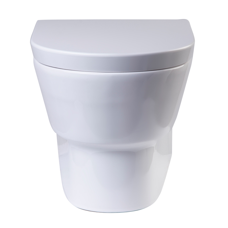 EAGO WD332 White Ceramic Round Modern Wall Mount Dual Flush Toilet Bowl