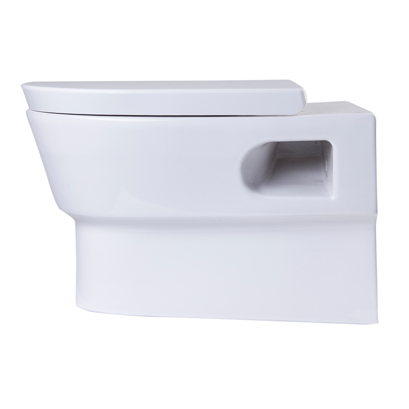 EAGO WD332 White Ceramic Round Modern Wall Mount Dual Flush Toilet Bowl