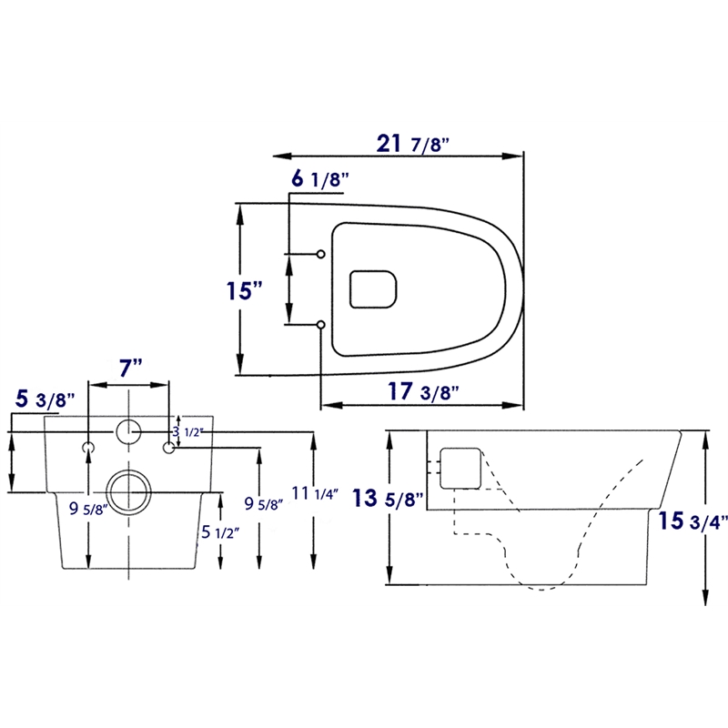 EAGO WD332 White Ceramic Round Modern Wall Mount Dual Flush Toilet Bowl