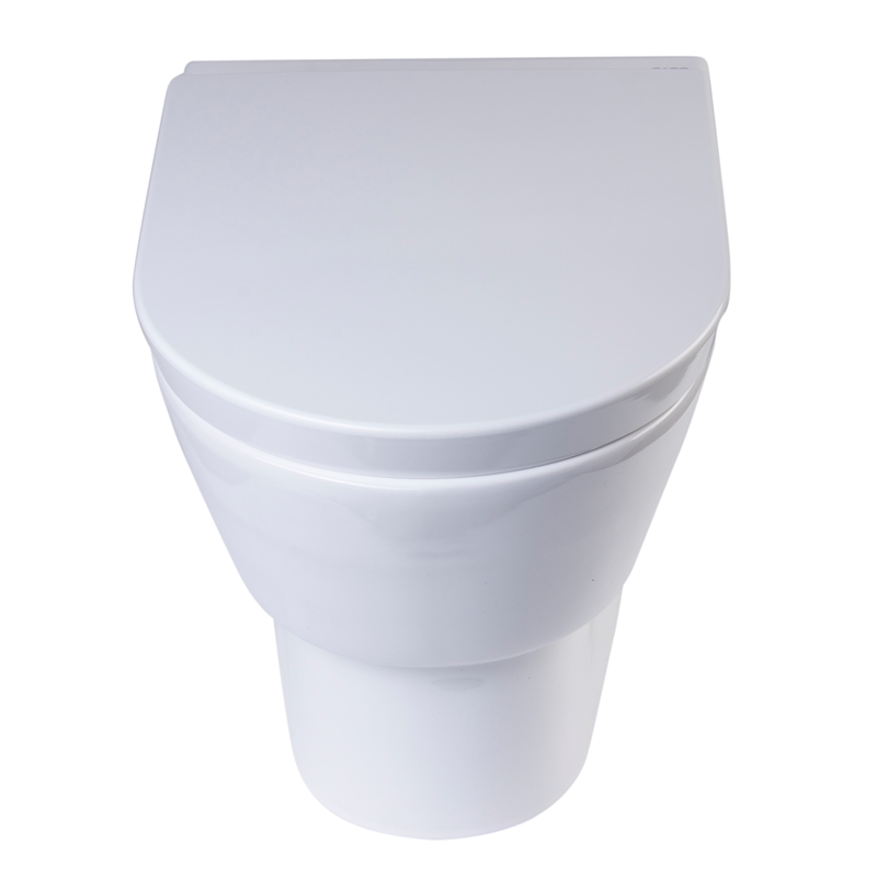 EAGO WD332 White Ceramic Round Modern Wall Mount Dual Flush Toilet Bowl