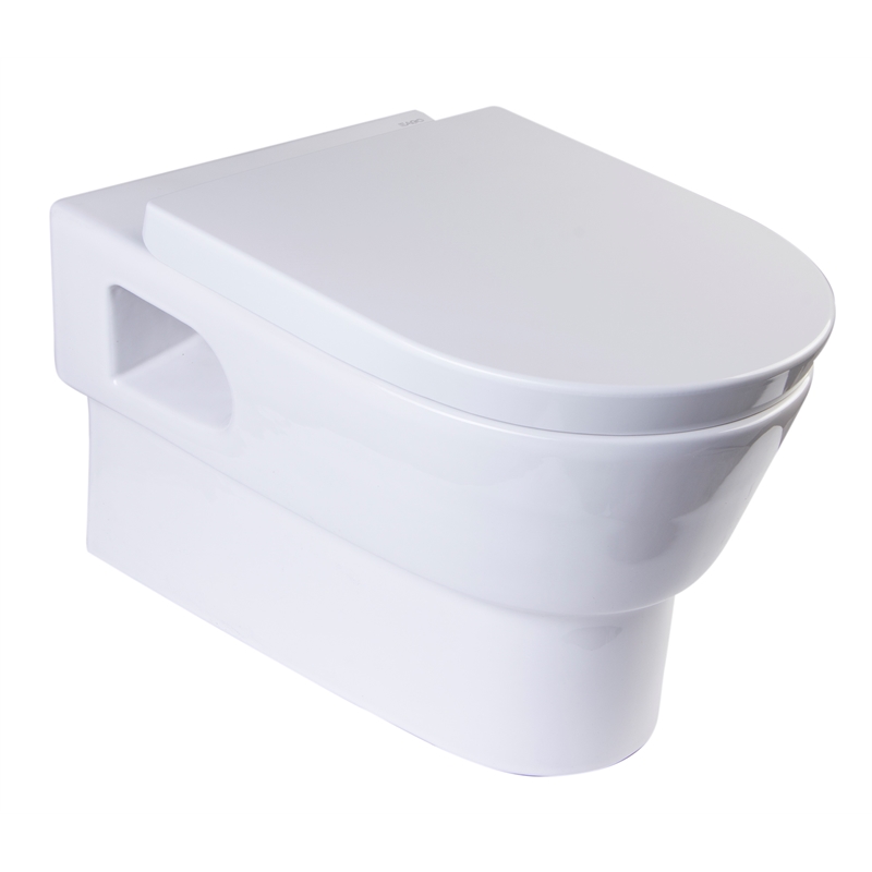 EAGO WD332 White Ceramic Round Modern Wall Mount Dual Flush Toilet Bowl