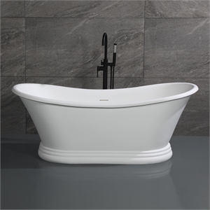 ALFI brand AB9950 67&quot White Matte Pedestal Solid Surface Resin Bathtub