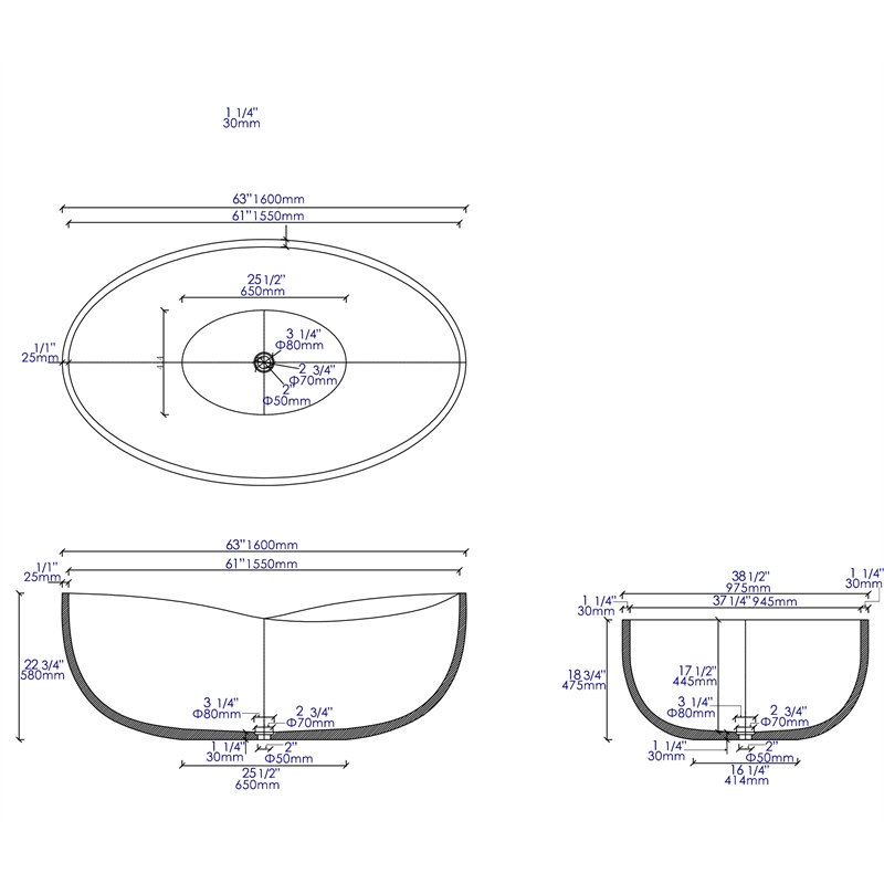 ALFI brand ABCO63TUB 63