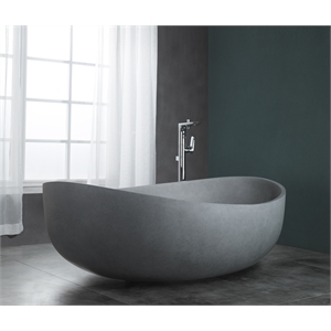 ALFI brand ABCO63TUB 63&quot Solid Concrete Gray Matte Oval Bathtub