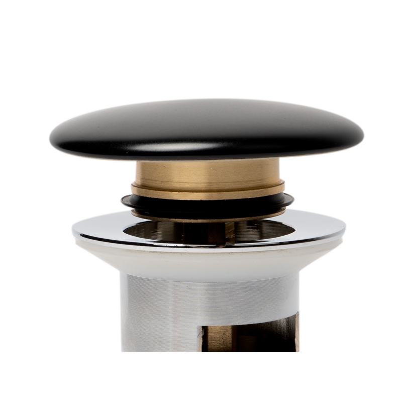 ALFI brand AB8056-BM Black Mushroom Top Pop Up Drain for Sinks with Overflow