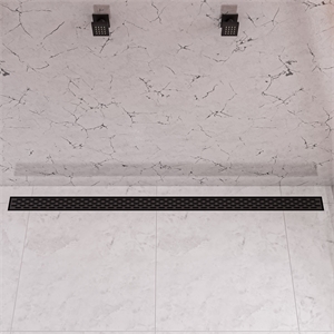 ALFI brand ABLD59C-BM 59&quot Black Matte Stainless Steel Linear Shower Drain with Groove Holes